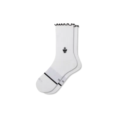 Bombas Ruffle Sport Half Calf Socks In White
