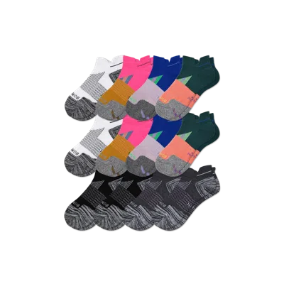 Bombas Running Ankle Sock 12-pack In Pink Cobalt Multi