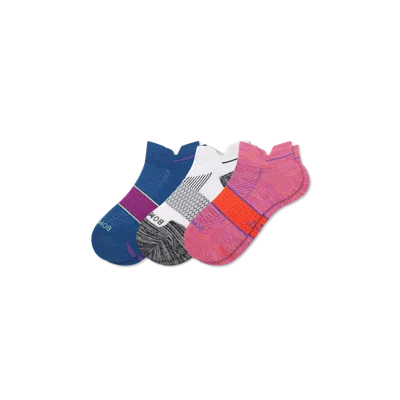 Bombas Running Ankle Sock 3-pack In Tomato Cobalt Mix