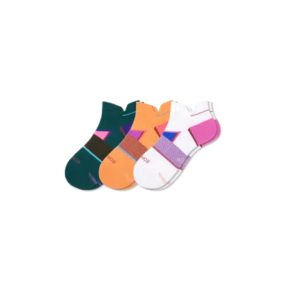 Bombas Running Ankle Sock 3-pack In White Peach Mix
