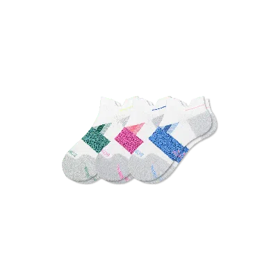 Bombas Running Ankle Sock 3-pack In White Pink Mix
