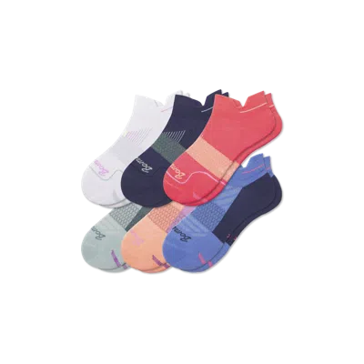 Bombas Running Ankle Sock 6-pack In Navy Peach Mix