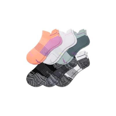 Bombas Running Ankle Sock 6-pack In White Peach Mix