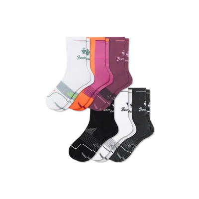 Bombas Running Half Calf Sock 6-pack In White Peach Mix