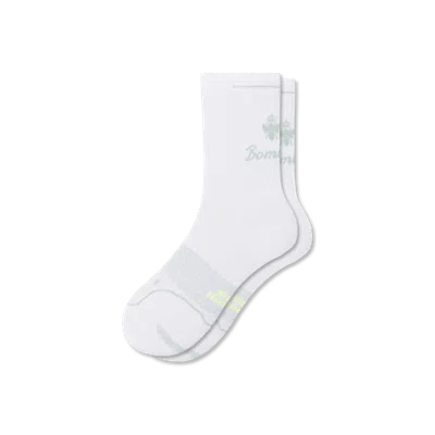 Bombas Running Half Calf Socks In White Misty Sky