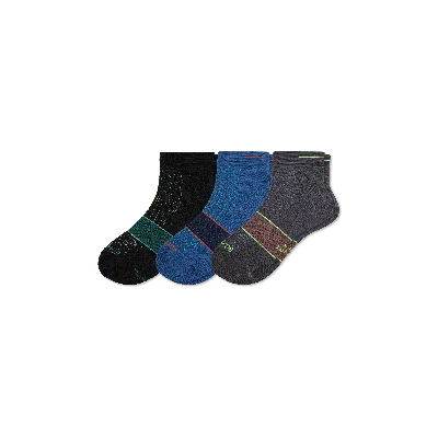 Bombas Running Quarter Sock 3-pack In Navy Green Mix