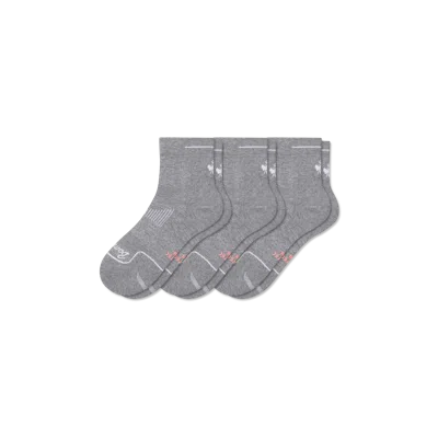 Bombas Running Quarter Sock 3-pack In Grey Heather