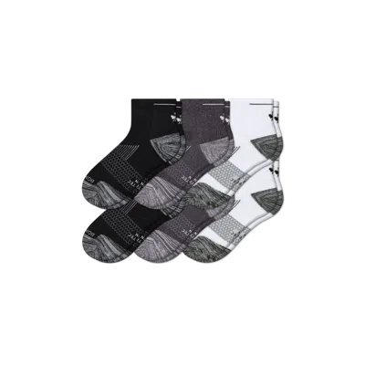 Bombas Running Quarter Sock 6-pack In White Charcoal Black Bee