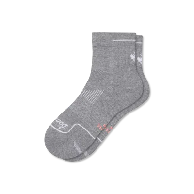 Bombas Running Quarter Socks In Grey Heather