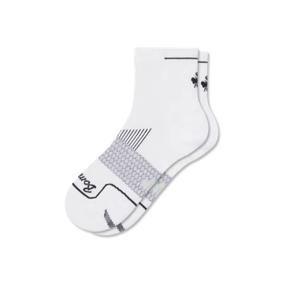 Bombas Running Quarter Socks In White