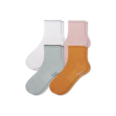 Bombas Scallop Cuff Quarter Sock 4-pack In Misty Sky Mix