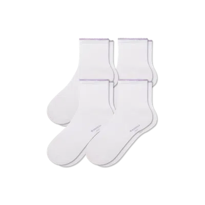 Bombas Scallop Cuff Quarter Sock 4-pack In White Lavender Mix