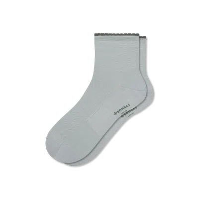 Bombas Scallop Cuff Quarter Socks In Misty Sky