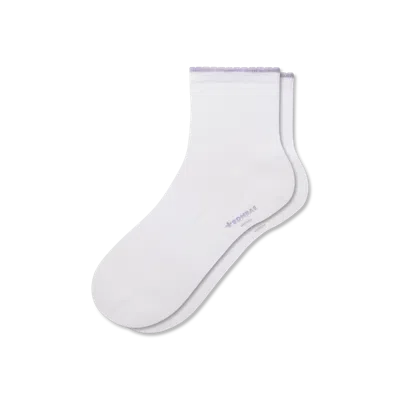 Bombas Scallop Cuff Quarter Socks In White Lavender