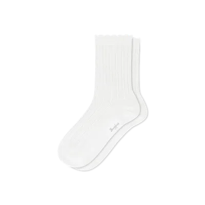Bombas Scallop Half Calf Socks In Soft White