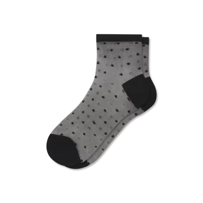 Bombas Sheer Polka Dot Quarter Socks In Black