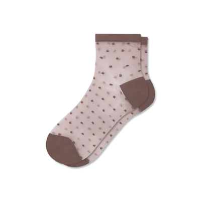 Bombas Sheer Polka Dot Quarter Socks In Pink
