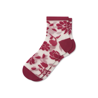 Bombas Sheer Quarter Socks In Red