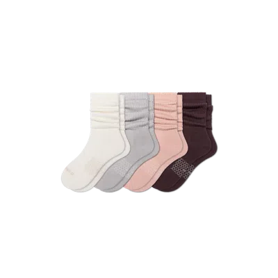 Bombas Slouchy Rib Calf Sock 4-pack In White Pink Mix