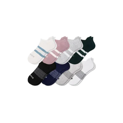 Bombas Solids Ankle Sock 8-pack In Forest Pink Mix