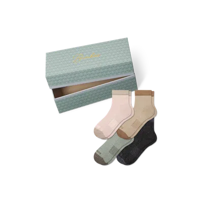 Bombas Sparkle Glitter Modern Rib Quarter Sock 4-pack Gift Box In Green