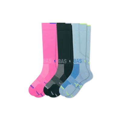 Bombas Sport Compression Knee High Sock 3-pack (20-30mmhg) In Rose Blue Mix
