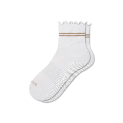 Bombas Studio Gripper Quarter Socks In White