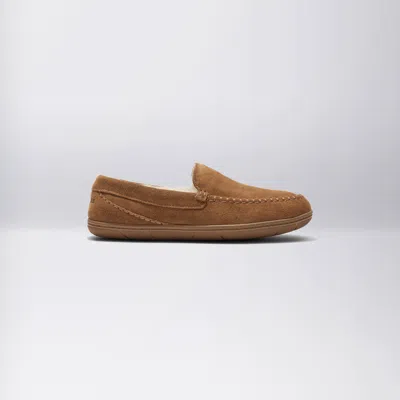 Bombas Suede Moccasin Slipper In Golden Camel