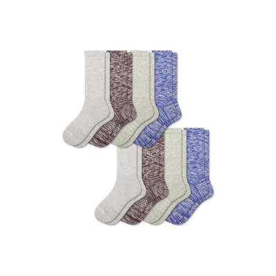 Bombas Summer Slub Calf Sock 8-pack In Choclate Blue Mix