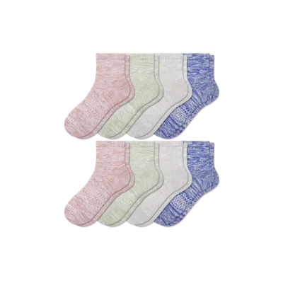 Bombas Summer Slub Quarter Sock 8-pack In Sage Mauve Mix
