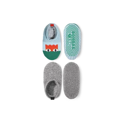 Bombas Toddler Gripper Slipper 2-pack In Daydream Blue X Grey
