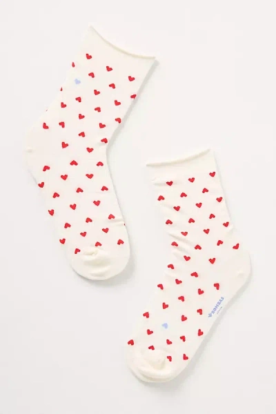 Bombas Tossed Hearts Socks In White