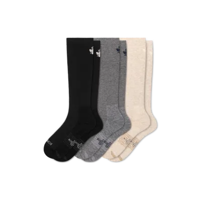 Bombas Travel Compression Knee High Sock 3-pack (15–20mmhg) In Chai Grey Mix