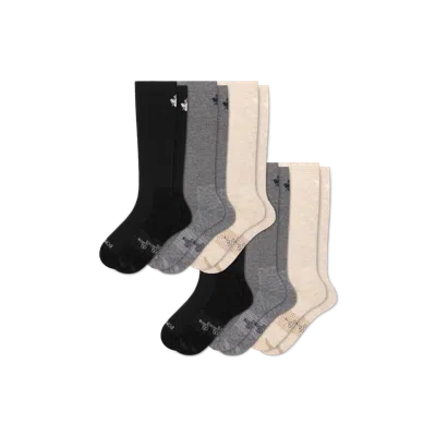 Bombas Travel Compression Knee High Sock 6-pack (15–20mmhg) In Chai Grey Mix