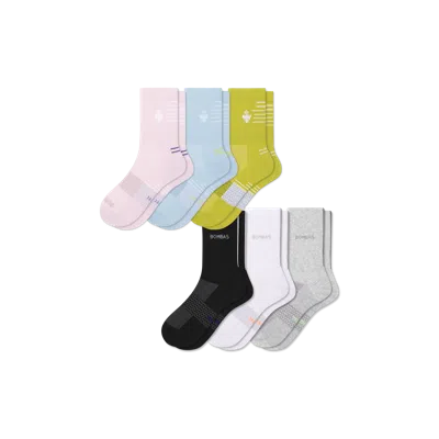 Bombas Ultralite Sport Half Calf Sock 6-pack In Rose Blue Mix