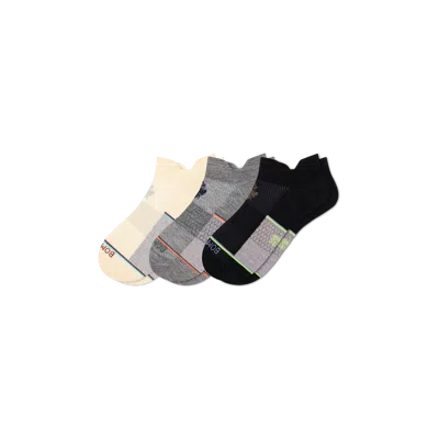 Bombas Ultralite Sport Merino Wool Blend Ankle Sock 3-pack In Black Grey Mix
