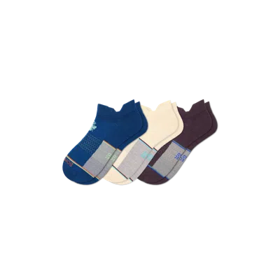 Bombas Ultralite Sport Merino Wool Blend Ankle Sock 3-pack In Blue Brown Mix