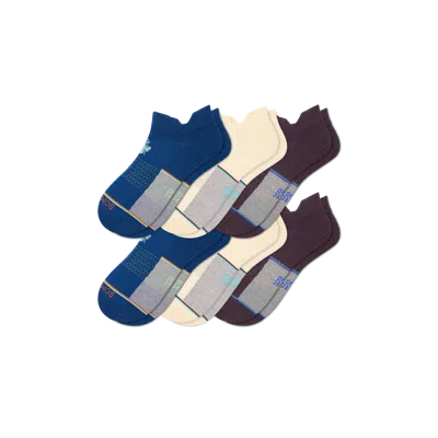 Bombas Ultralite Sport Merino Wool Blend Ankle Sock 6-pack In Blue Brown Mix