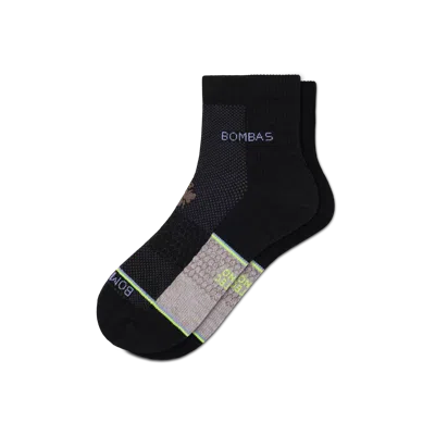 Bombas Ultralite Sport Merino Wool Blend Quarter Socks In Black