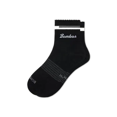 Bombas Ultralite Sport Sheer Stripe Quarter Socks In Black