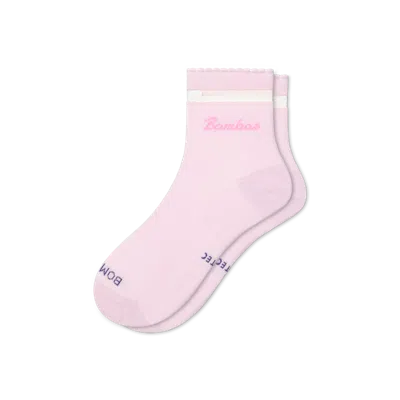 Bombas Ultralite Sport Sheer Stripe Quarter Socks In Rosewater