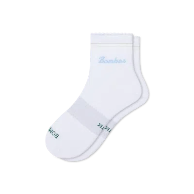 Bombas Ultralite Sport Sheer Stripe Quarter Socks In White