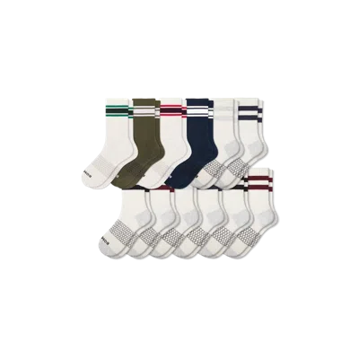Bombas Vintage Stripes Half Calf Sock 12-pack In Desert Neutrals Mix