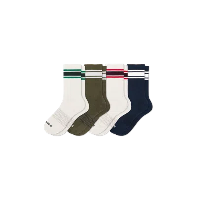 Bombas Vintage Stripes Half Calf Sock 4-pack In Navy Desert Mix