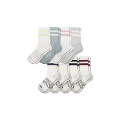 Bombas Vintage Stripes Half Calf Sock 8-pack In Lime Rose Mix