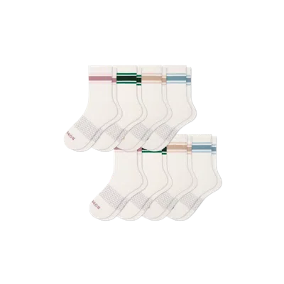 Bombas Vintage Stripes Half Calf Sock 8-pack In Fawn Mauve Mix