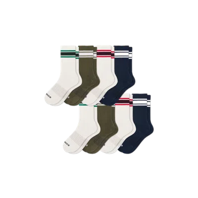 Bombas Vintage Stripes Half Calf Sock 8-pack In Navy Desert Mix