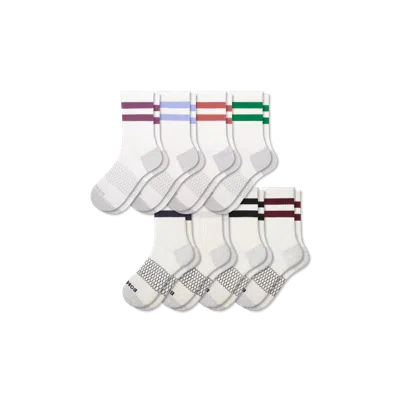 Bombas Vintage Stripes Half Calf Socks 8-pack In Jungle Blue Mix