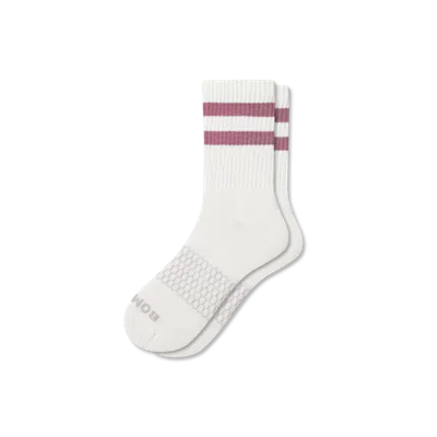 Bombas Vintage Stripes Half Calf Socks In White