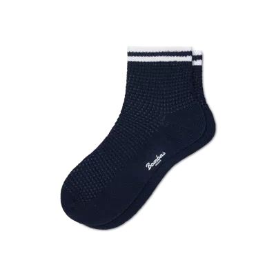 Bombas Vintage Stripes Open Knit Quarter Socks In Blue